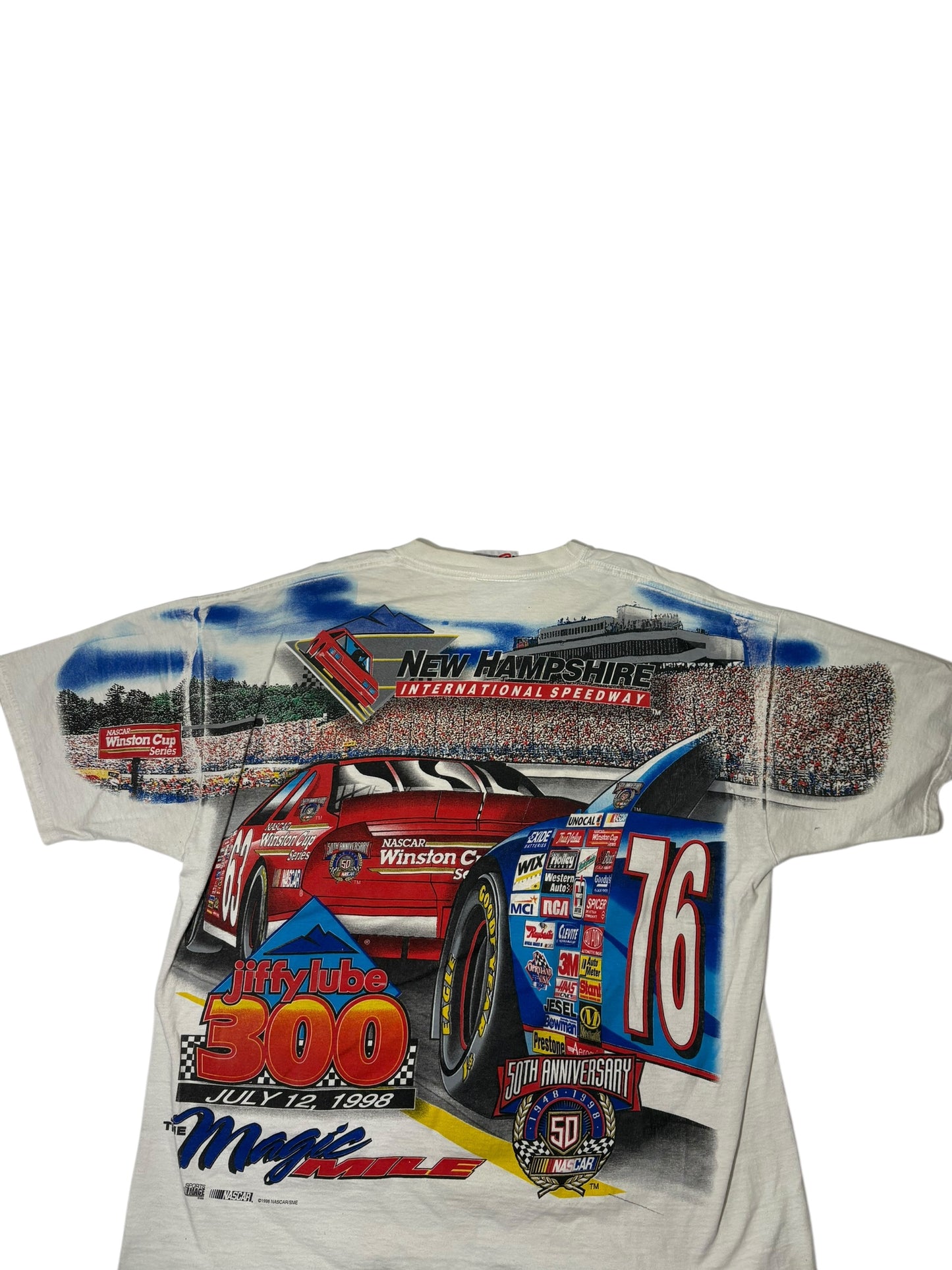 Vintage 1998 jiffylube 300 nascar all over print tee