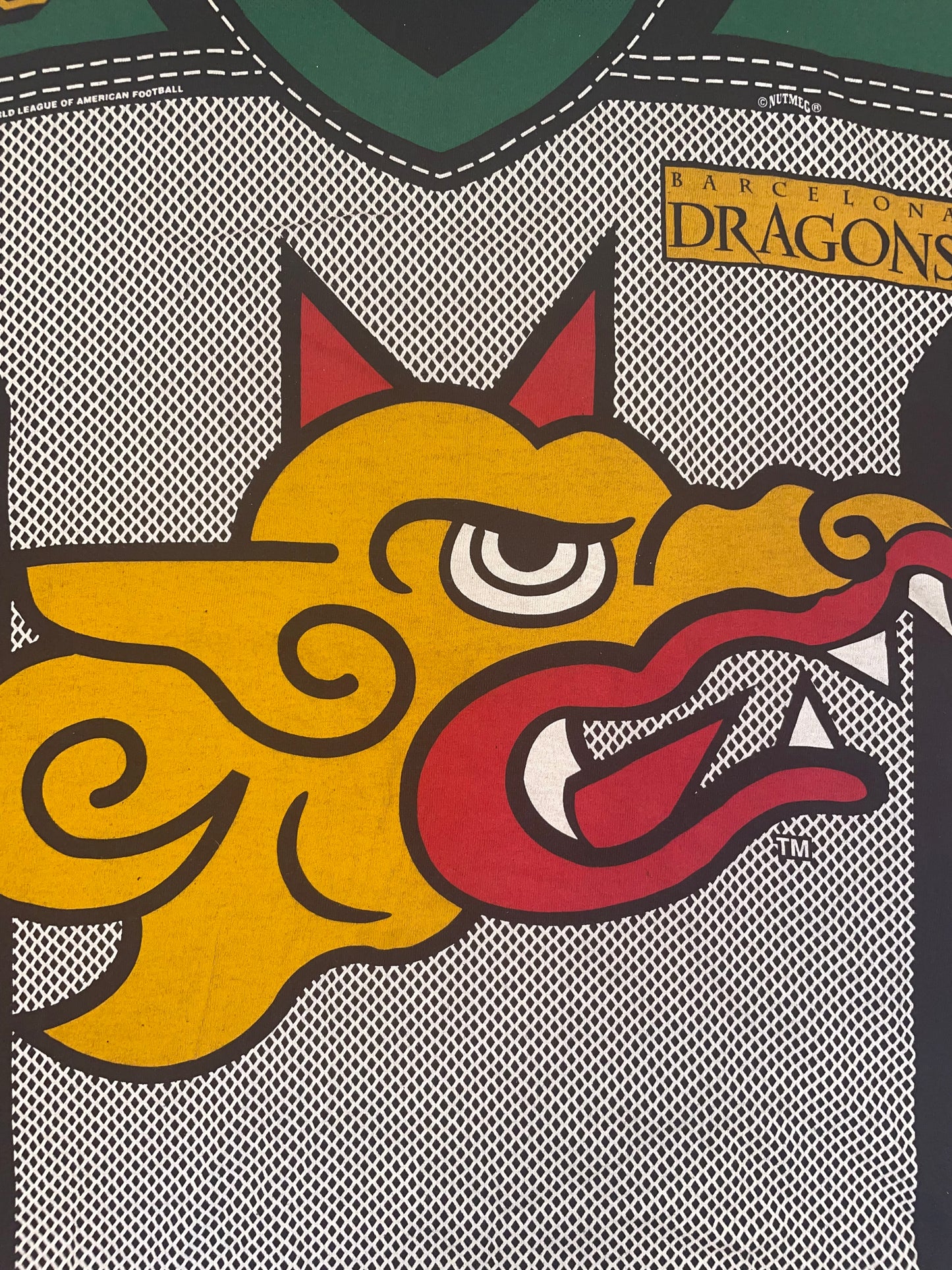 Vintage 1994 Barcelona Dragons All over Print T shirt size Large