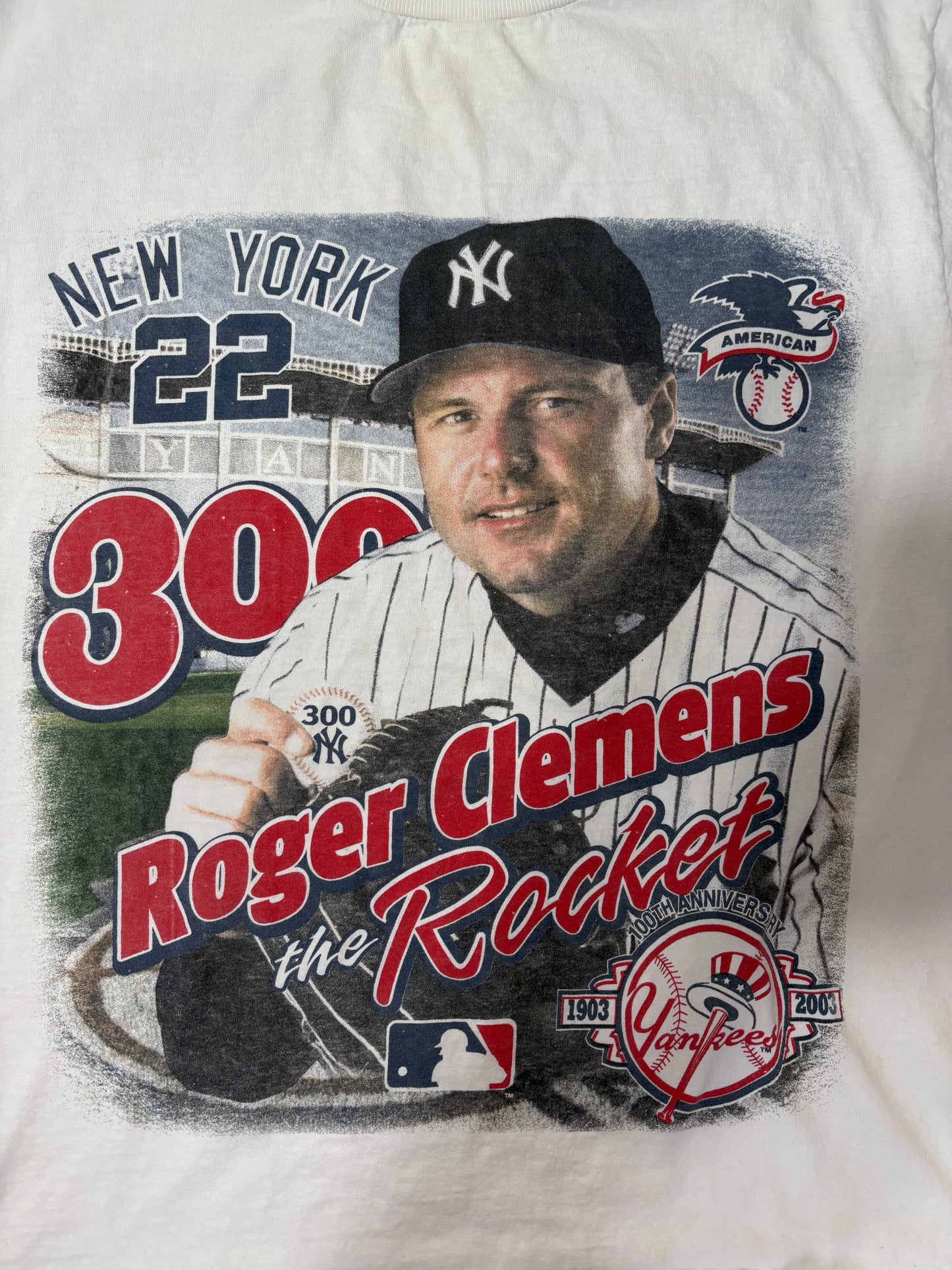 Vintage 2003 Rodger Clemons 300th win parking lot tee