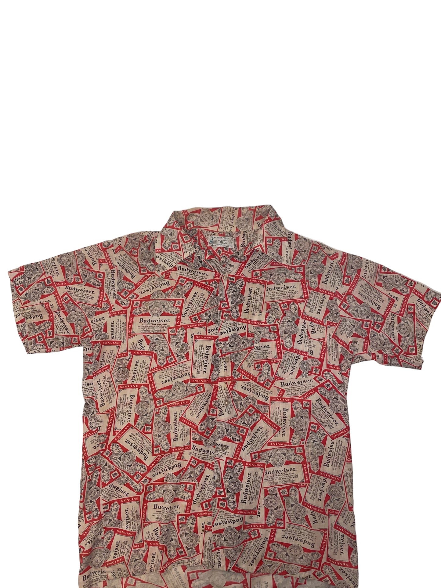 Vintage 1970s Budwiser logo all over print Button up