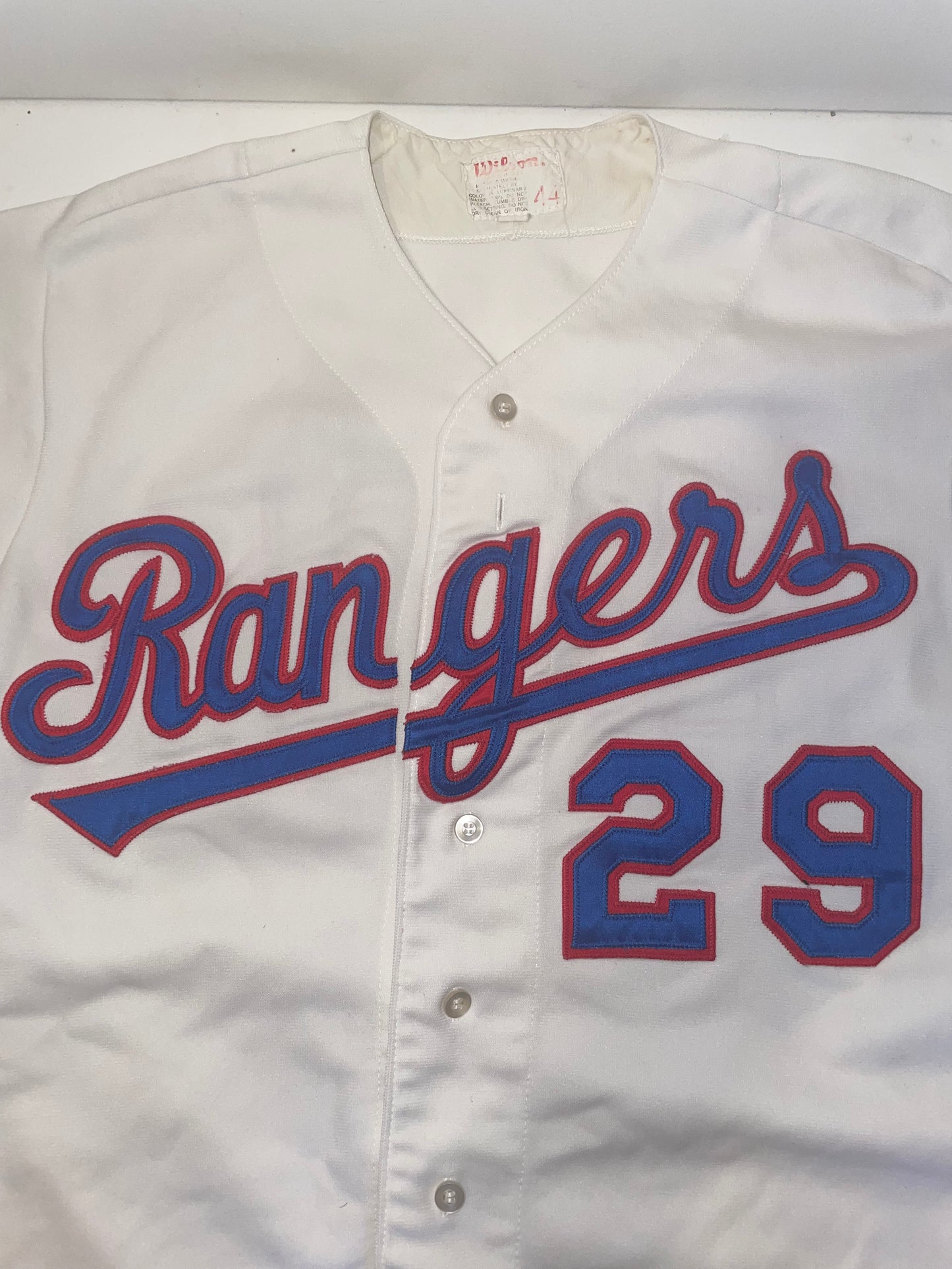 Vintage 1980s Texas Rangers baseball jersey size 44