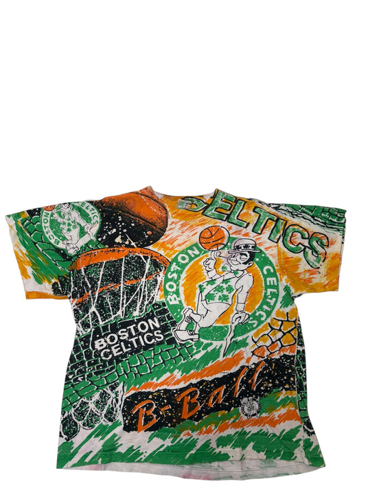 Vintage Boston Celtics all over print tee