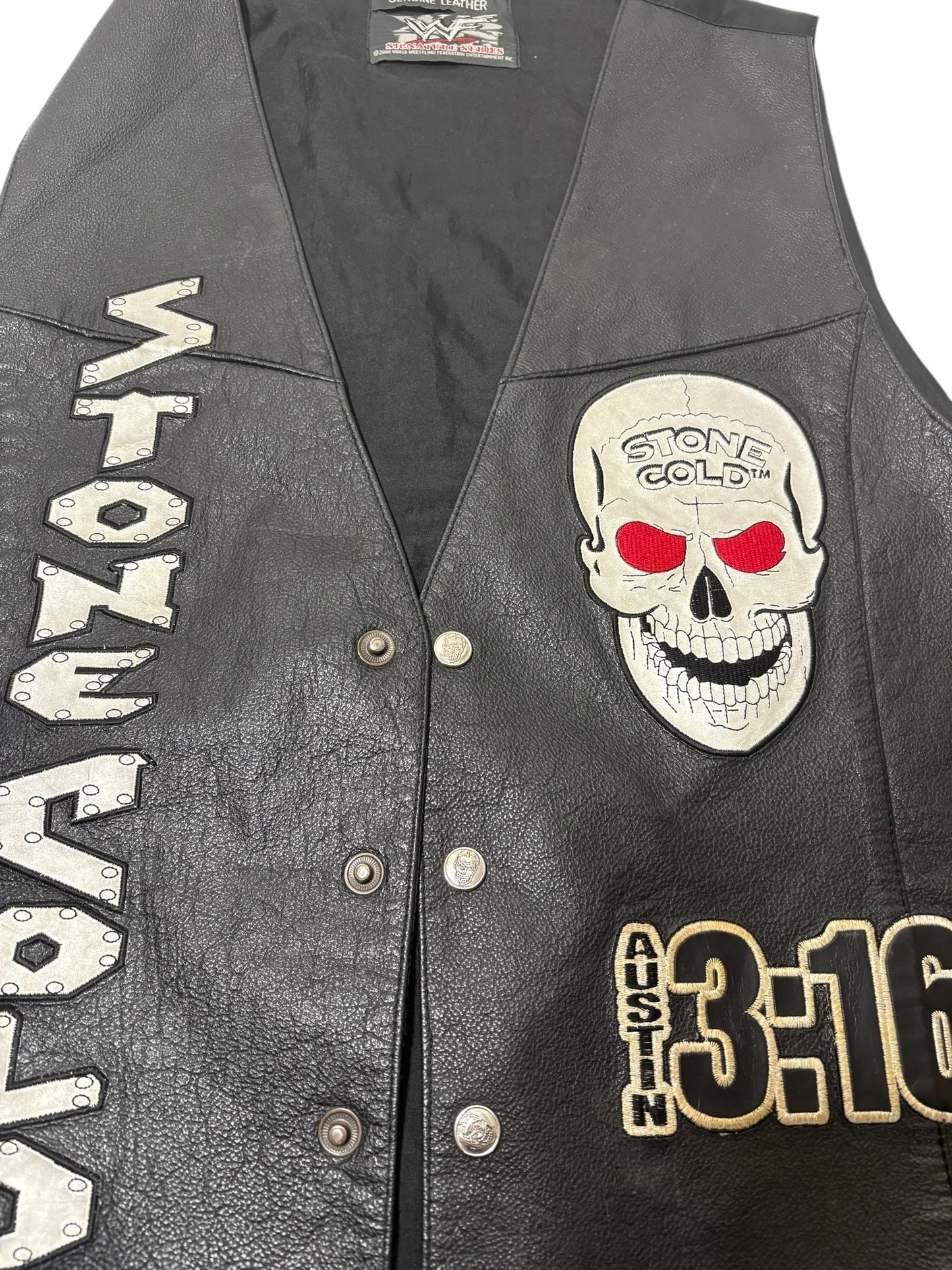 Vintage WWF stone cold Steve Austin leather vest size Medium