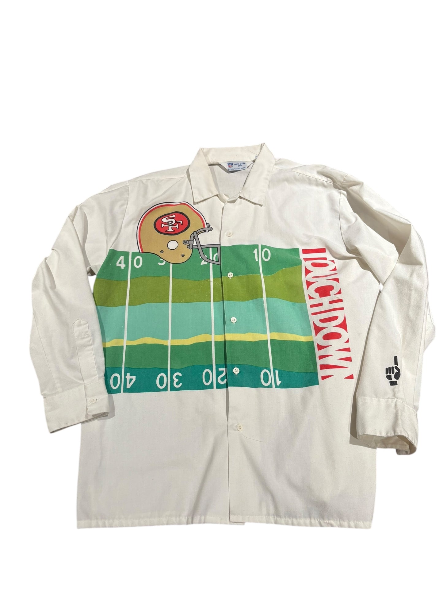 cliff engel 1980s 49ers Touchdown button up