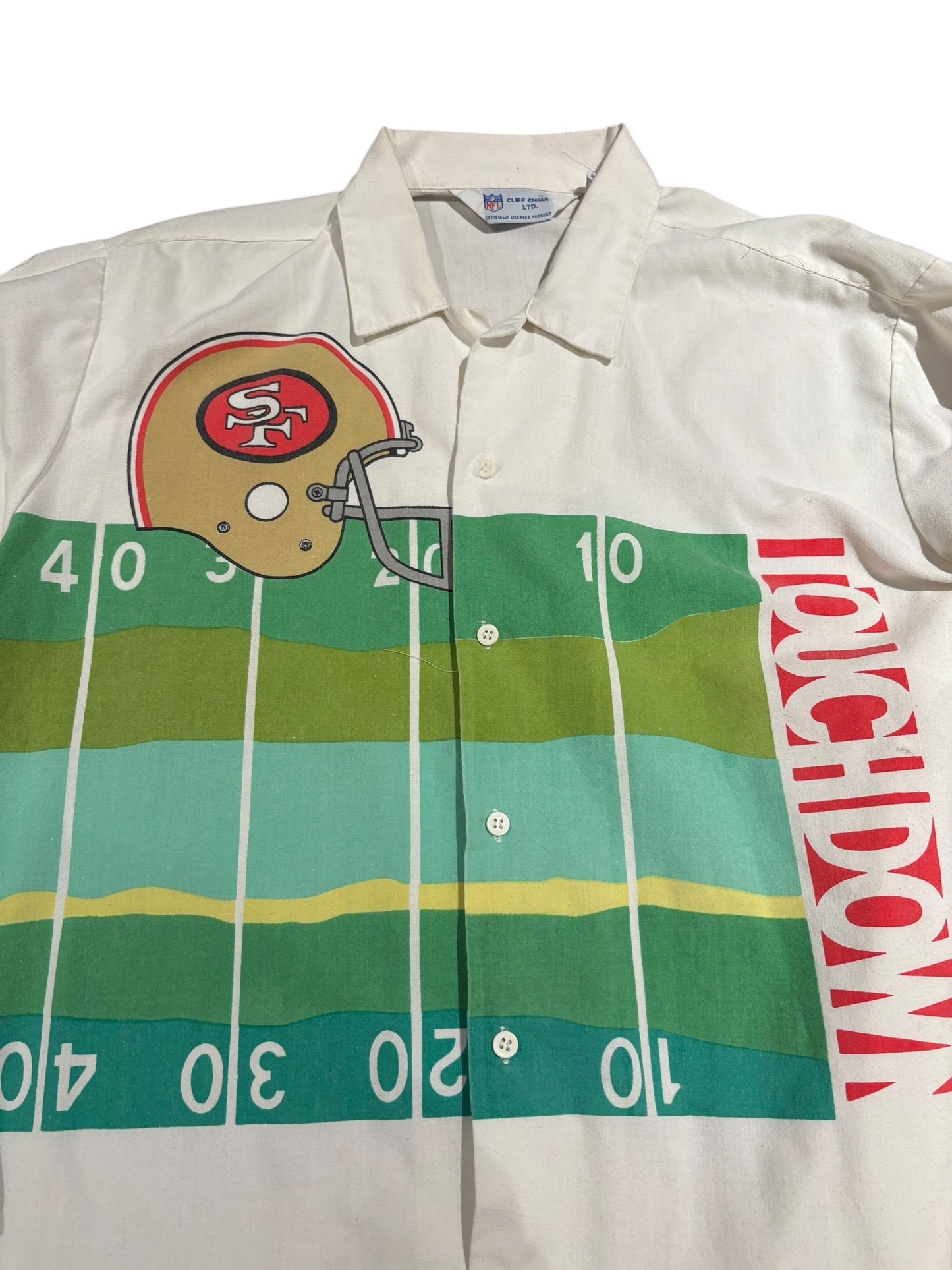 cliff engel 1980s 49ers Touchdown button up