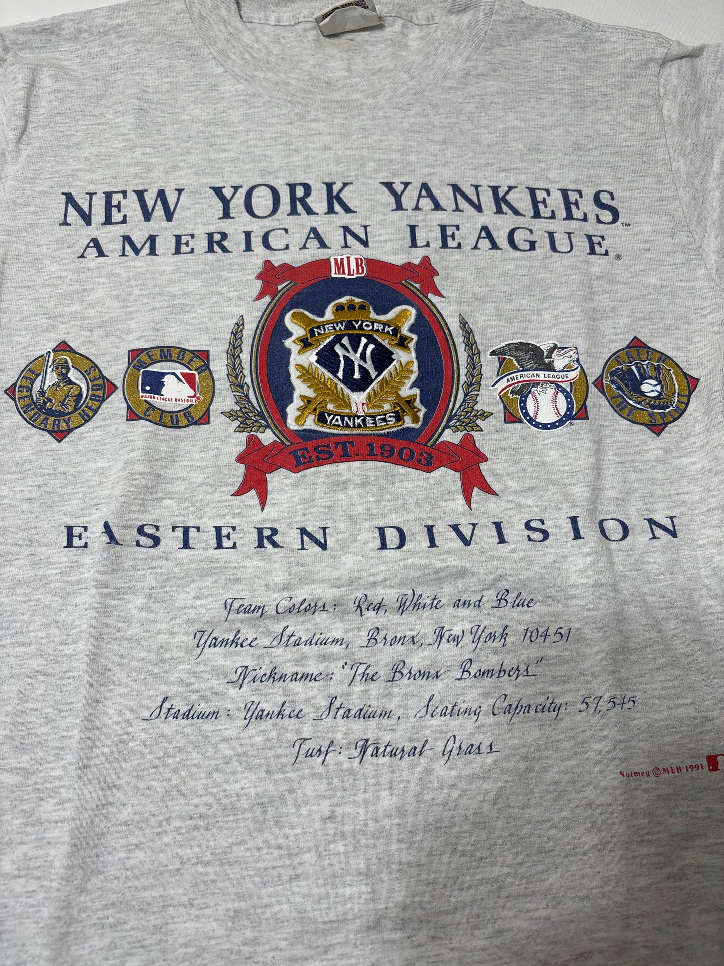 Vintage 1991 New York Yankees embroidered ogo tee
