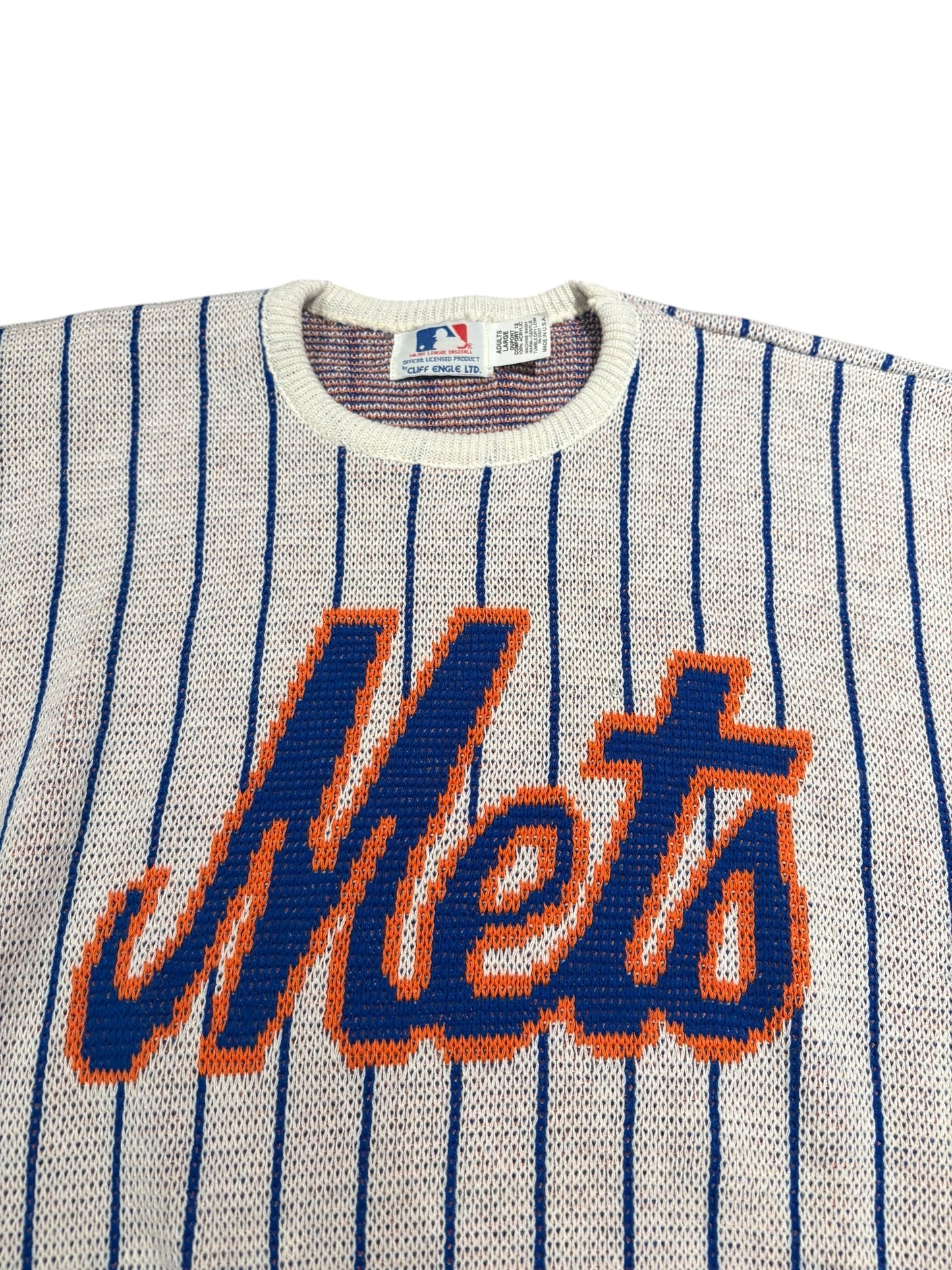 1980s Cliff Engle New York Mets Pinstripe knit sweater
