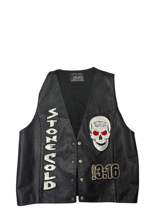 Vintage WWF stone cold Steve Austin leather vest size Medium